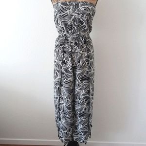 Blue Island Strapless Floral Split Leg Swim Jumpsuit Coverup